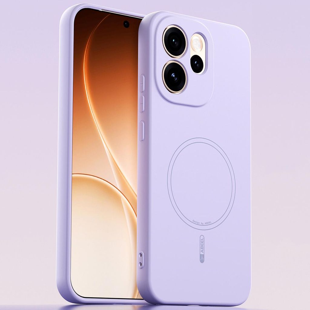 Magnetische Handyhülle für Oppo Reno15 Pro Max, MagSafe kompatible, Flüssig Silikon Stoßfest Kratzfest Hülle Lila