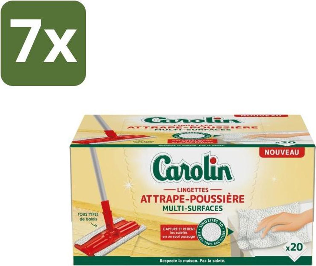 Carolin – Reinigungstücher – Staubabweisend für verschiedene Oberflächen – 20 Tücher - Vorteilspack - 7 Stücke