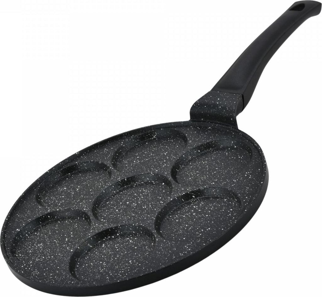 Herzberg HG-CP267HO: 26 cm marmorbeschichtete Pfannkuchen- und Crêpespfanne - 7 einfache Schlitze