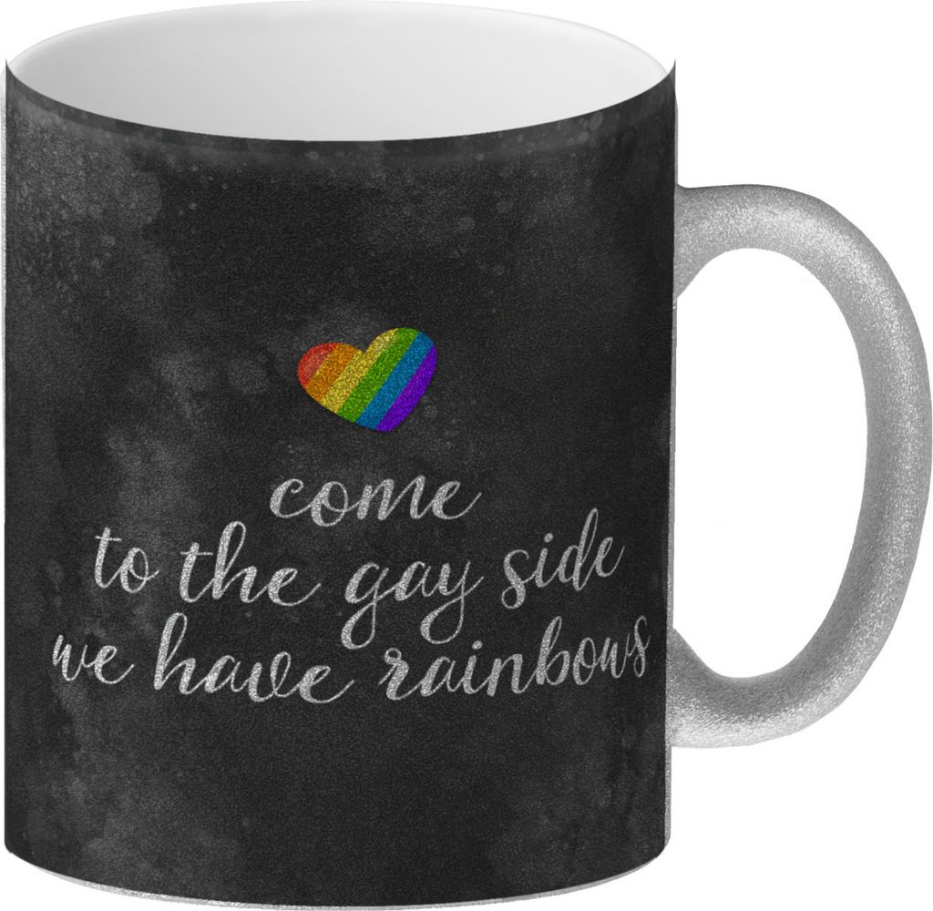 Come to the gay side, we have rainbows Glitzer-Glitzer-Kaffeebecher