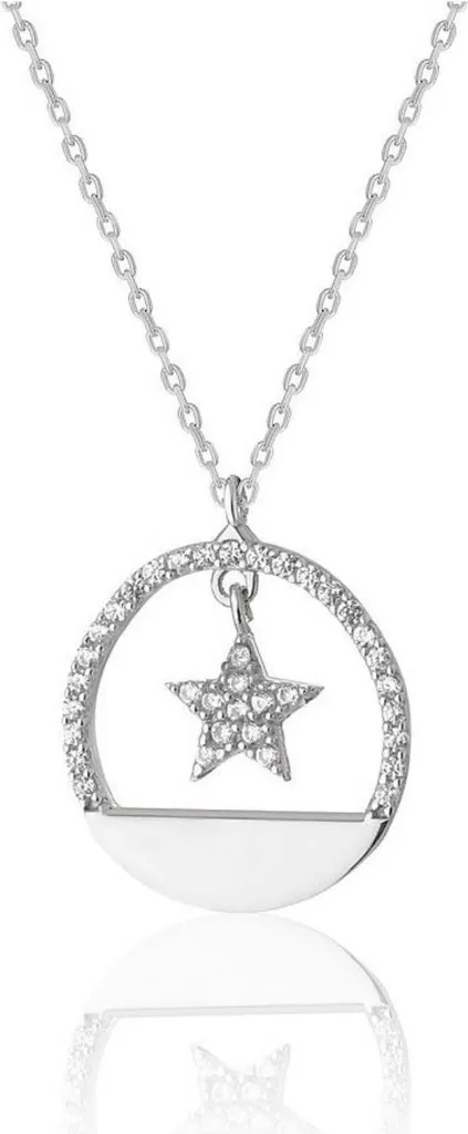 Collier étoiles en argent 925 rhodié et oxydes de zirconium brillants