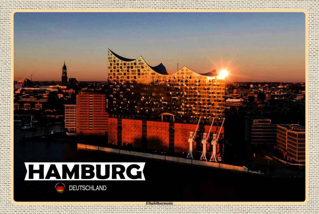 vianmo Holzschild 20x30 cm Hamburg Elbphilharmonie Architektur Bildmotiv Reisemotiv Abenteuer Reisen