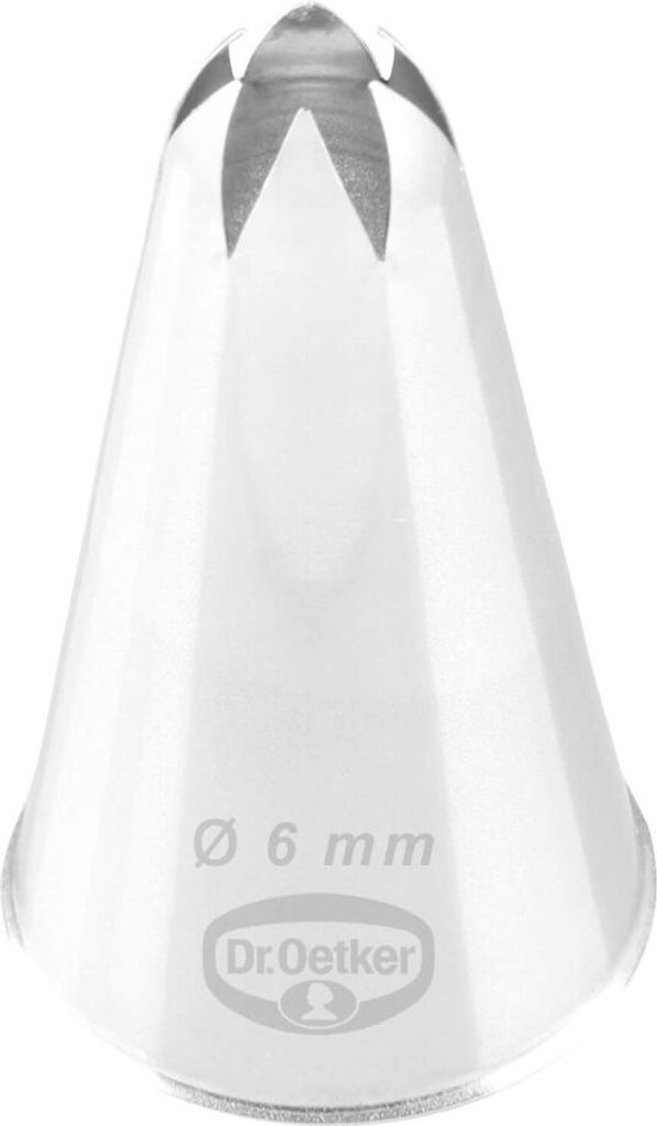 Dr. Oetker Sterntülle, geschlossen 6 mm, geschlossene Sterntülle aus der Tüllen-Manufaktur, Backzubehör zum Dekorieren (Farbe: silber)
