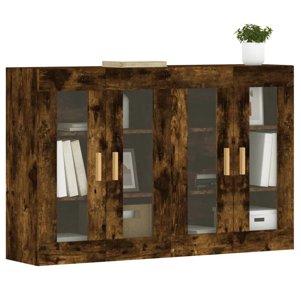 Rangement Mural Salon 2 pcs Chêne Fumé Gain de Place Bois d'Ingénierie