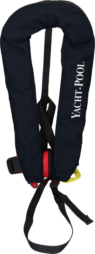 YACHT-POOL vollautomatische Rettungsweste 170N mit Schrittgurt & D-Ring - Farbauswahl, Farbe:Schwarz