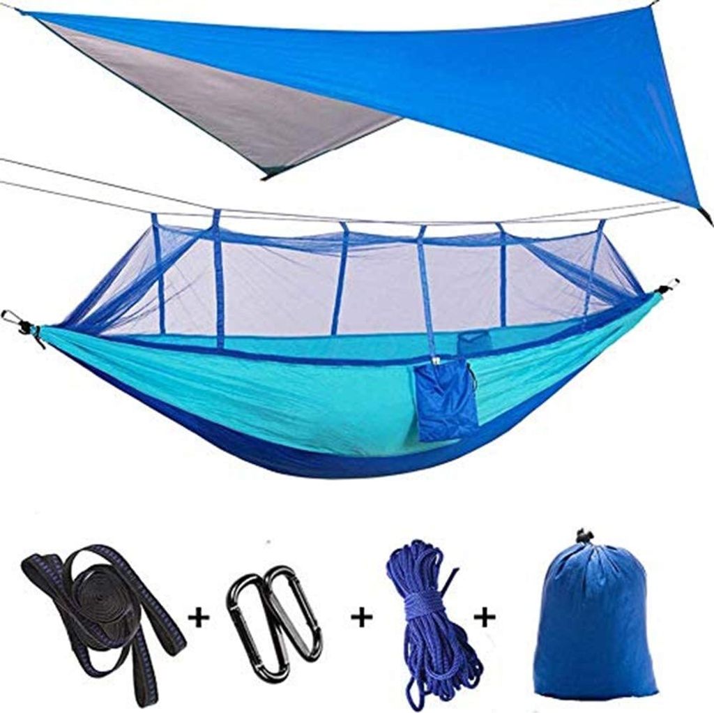 Camping Hängematte mit Zipper Moskitonetz und Zeltplane,300kg Last Kapazität Hängematten Atmungsaktiv Moskitonetz Schnell Trocknend Fallschirm P...