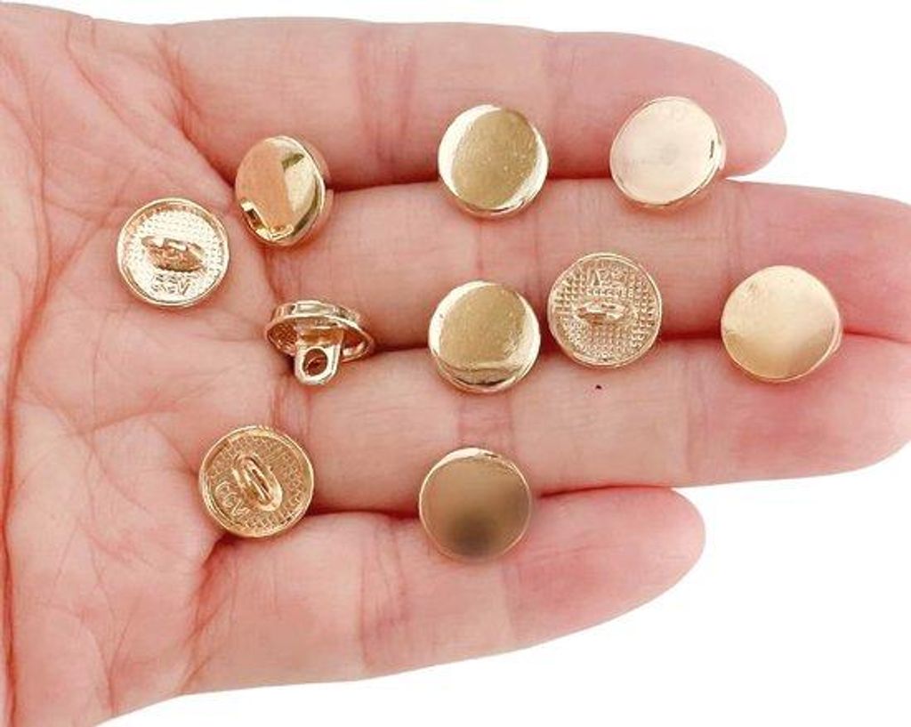 10 Stück 10mm Einfache Metallische Runde Knöpfe Für Kleidung - Goldfarbe