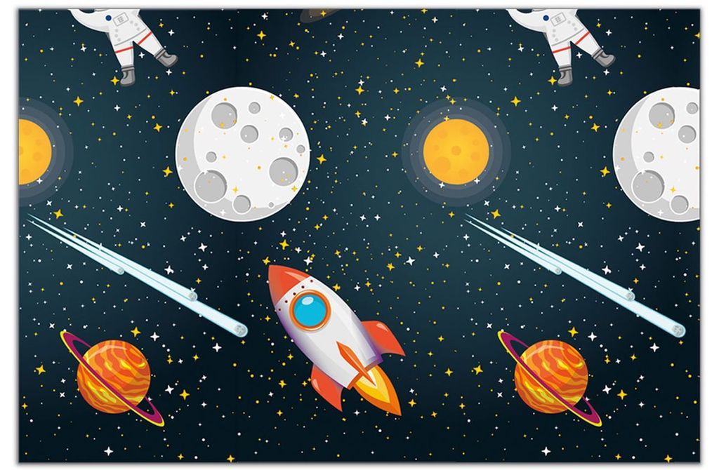 Folientischdecke COSMOS Planet Rakete 120x180cm Produktbild 