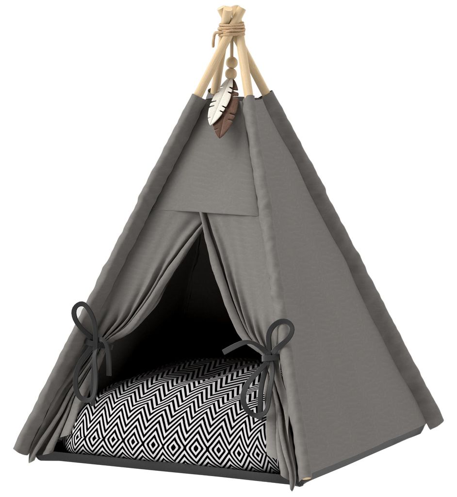 PawHut tipi-tent voor huisdieren, kattenhuis met afneembaar Productafbeelding 