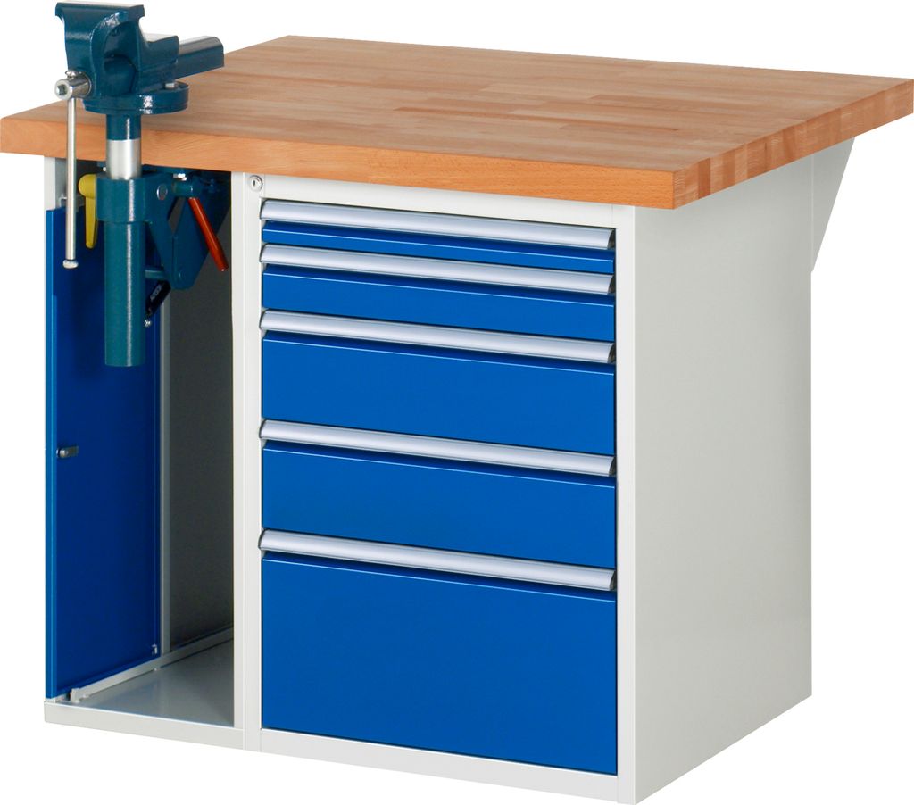 RAU Werkbank 1000x900x890mm 5xSchublade-TA 1xSSKL l.gr/e.bl