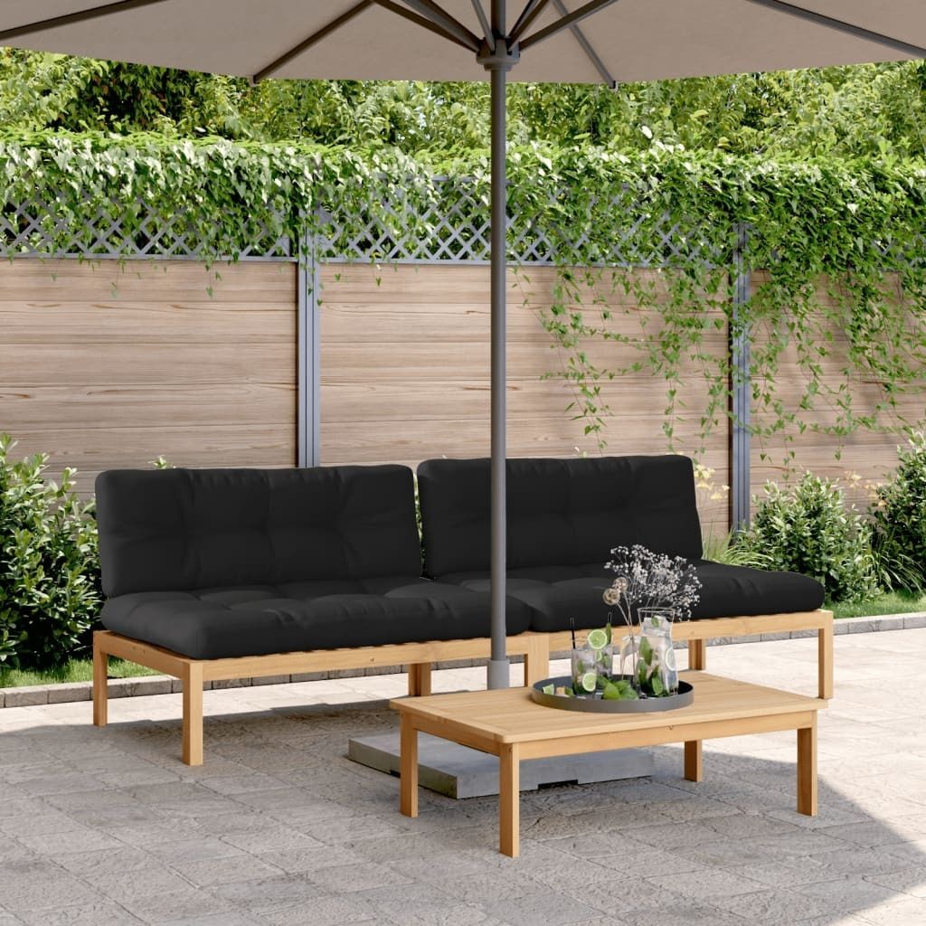 Maison Exclusive - Garten-Mittelsofas aus Paletten 2 Stk. mit Kissen Akazienholz