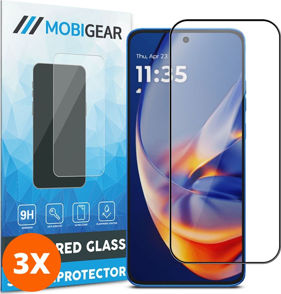 Mobigear Premium 9.98 Motorola Edge 50 Neo Panzerglas Gehärtetes Glas Displayschutz - Hüllenfreundlich (3er Pack)