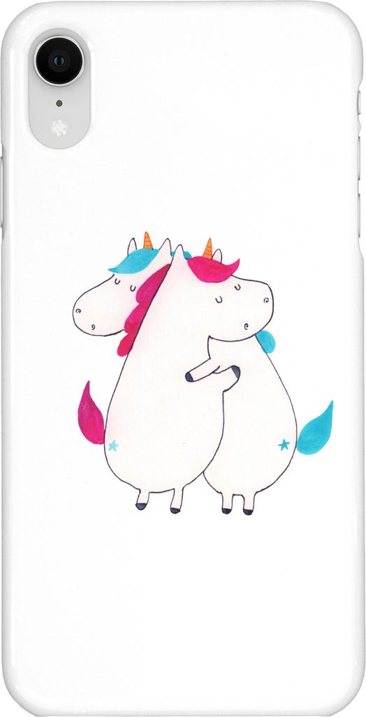 Mr. & Mrs. Panda Iphone XR Handyhülle Einhörner Umarmen - Weiß - Geschenk, Unicorn, Premium Kunststoff, Familie, Freundin, Liebe, Handy Case, Ei...
