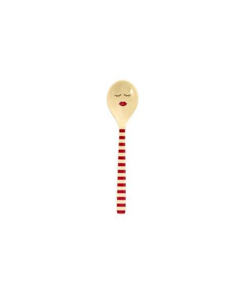 Rice - Melaminlöffel - Teelöffel - Stripes - Rot / Ecru
