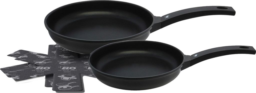 Bratpfannen-Set - Schwarz - Aluminium - Antihaftversiegelung - mit Pfannenschutz - 3-teilig