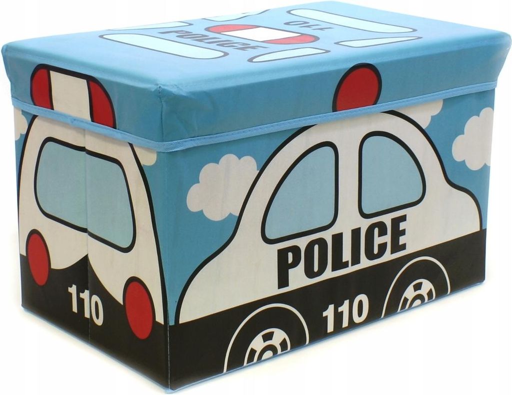 Faltbare Spielzeugkiste Polizei Sitzhocker - Aufbewahrungsbox Kinderzimmer 50cm Stabil