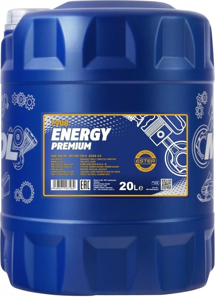 20 Liter MANNOL 5W-30 ENERGY PREMIUM MB 229.52 MB 229.31 VW Produktbild 