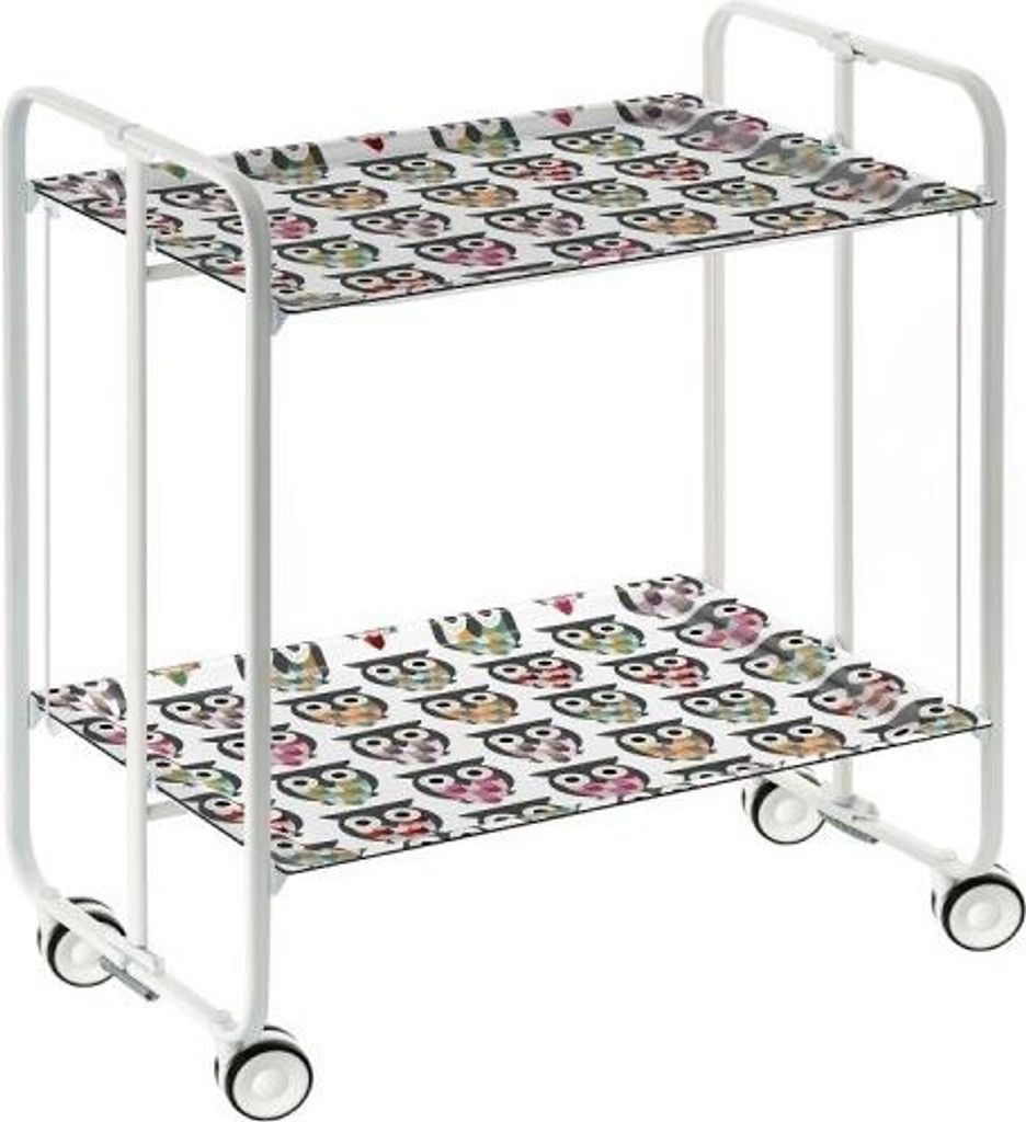 DON HIERRO - Klappbarer Servierwagen BAUHAUS mit Rollen – Metallgestell weiß, 2 Ebenen, 4 Positionen
