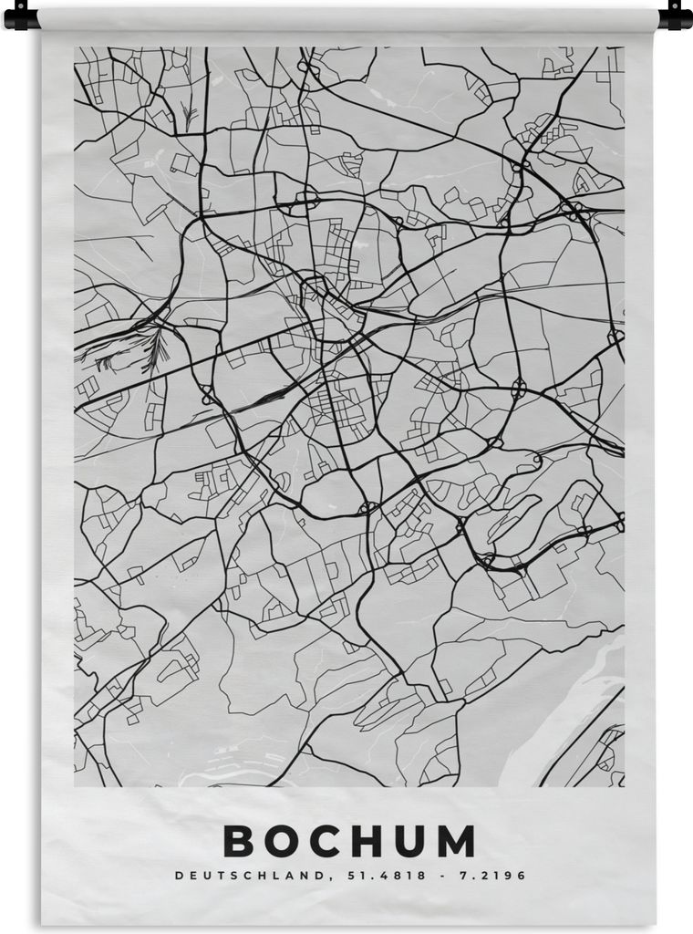MuchoWow Wandteppich Wandbehang Deutschland - Stadtplan - Bochum - Karte 120x180 cm Tapisserie Dekoration Wandtuch - Schlafzimmer - Dekorationen ...