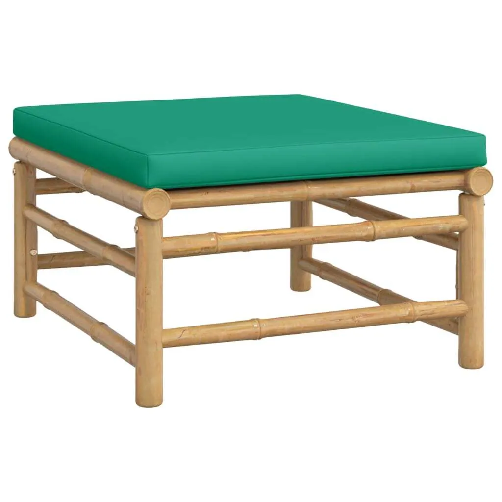Sgabello Outdoor in Bambù Naturale e Cuscino Soft Green Luxury