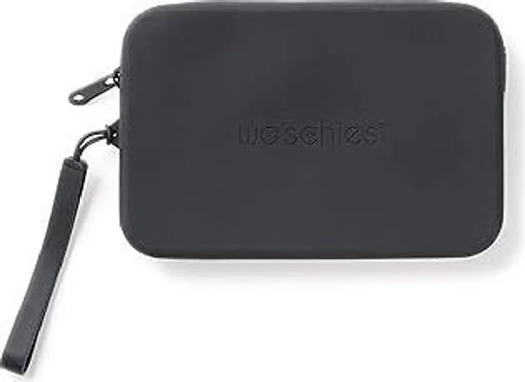 Borsa cosmetica di medie dimensioni Waschies in nero - Astuccio in silicone senza BPA per trucchi e prodotti per la cura della pelle - lavabile, riutilizzabile e idrorepellente - ideale per i viaggi e l'uso quotidiano