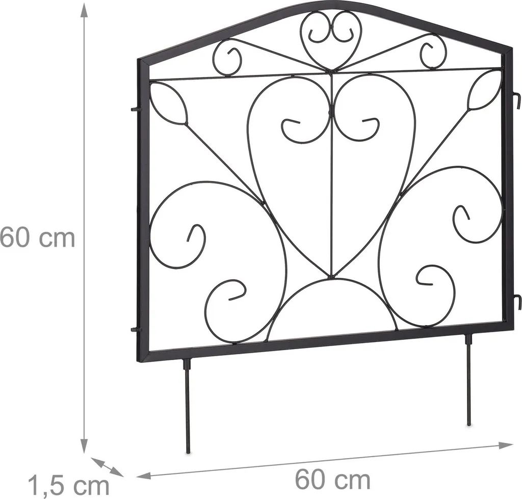 Clôture métallique de parterre résistante aux intempéries, pack de 4