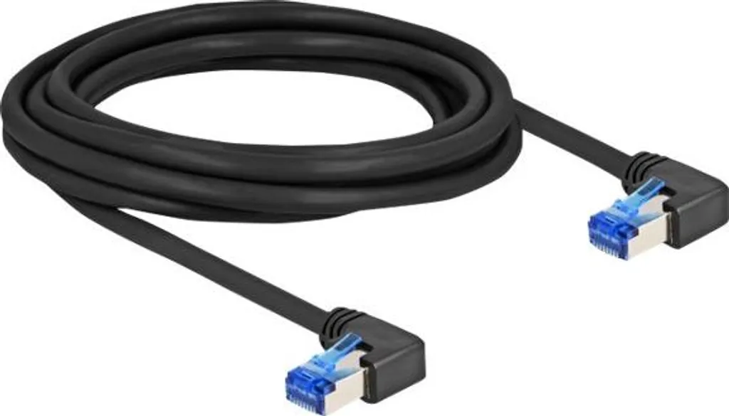 Cordon RJ45 Cat6A blindé S/FTP avec fiche coudée de 3 mètres en noir