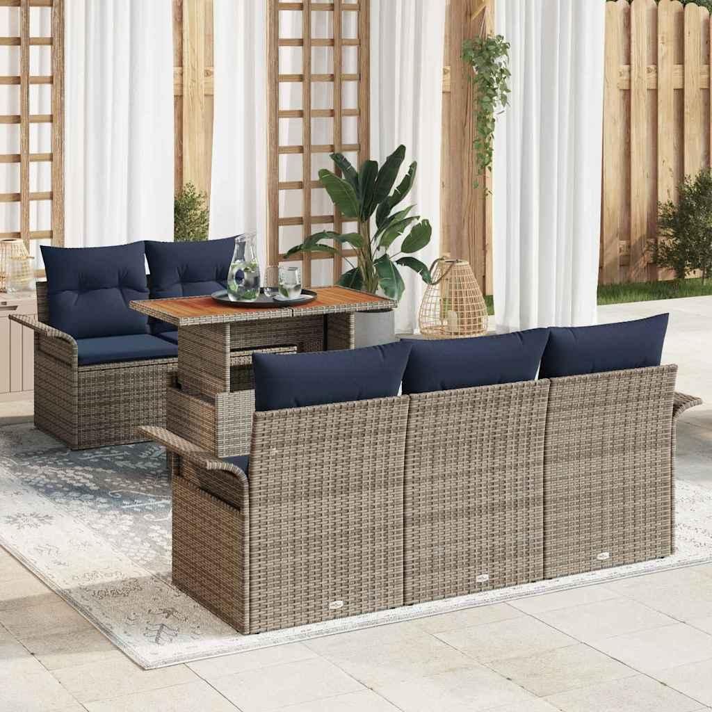 Maison Exclusive - Garten-Sofa-Set mit Speicher 6 pcs Grau Poly Rattan