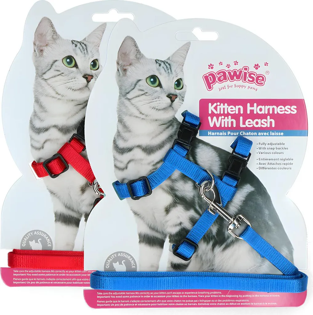 Pettorina Antifuga Gattini Pawise Regolabile - Rosso o Blu 1.2m