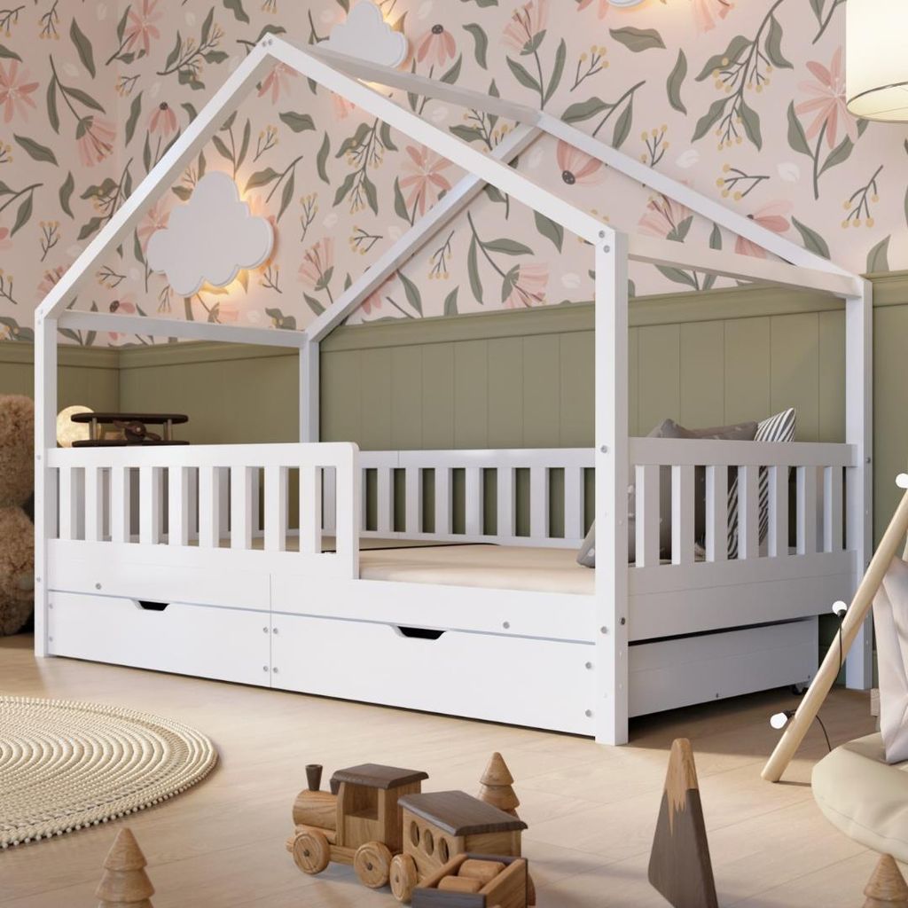 Cama infantil Crazy Pine con cajones, 140x200 cm – Cama Imagen del producto  Imagen generada por IA