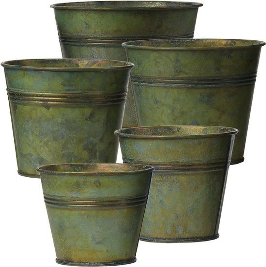 Lot de 2 pots de fleurs gris pour balcon et intérieur en métal