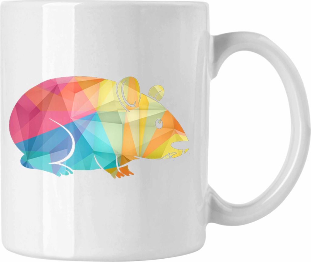 Trendation - Hamster Tasse Polygon Geometrisch Grafik Geschenk für Hamster Liebahber Lustig (Weiß)