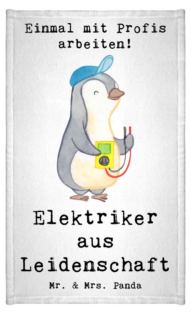 Mr. & Mrs. Panda Handtuch Elektriker Leidenschaft - Weiß - Geschenk, Gäste-WC, Spruch, Ausbildung, Frotteehandtuch, Frotteetuch, Gästetuch, Elek...