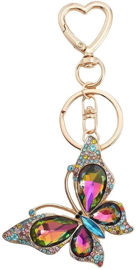 Idée Cadeau Femme : Porte-clés Papillon Croix Strass pour Sac à Main