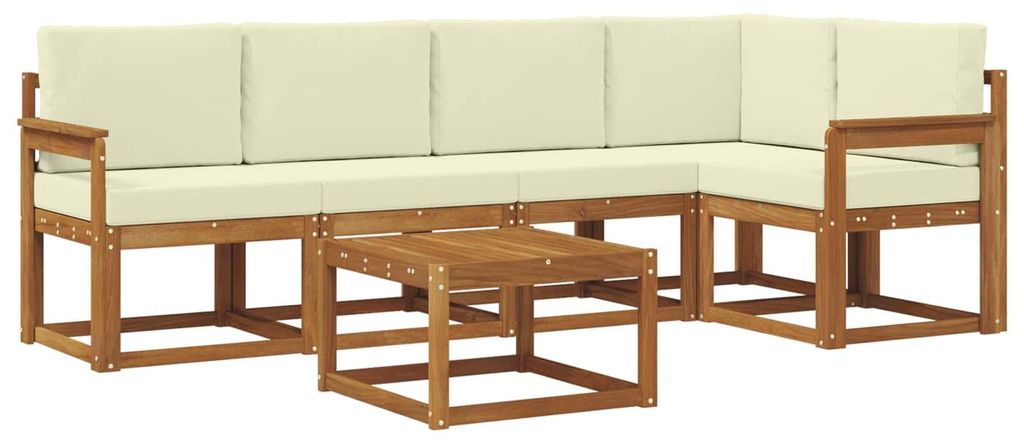 vidaXL Outdoor-Sofagarnitur mit Kissen 6 pcs Natur und Creme