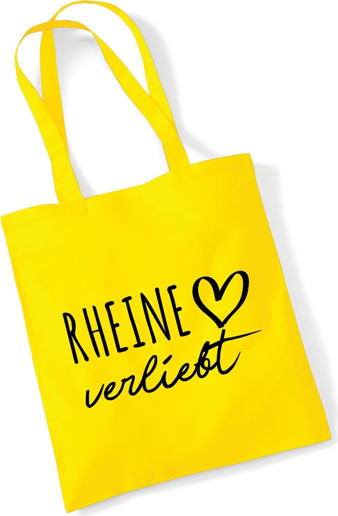 Huuraa Jutebeutel Rheine verliebt 10 Liter Yellow Baumwolle Tasche Geschenkidee