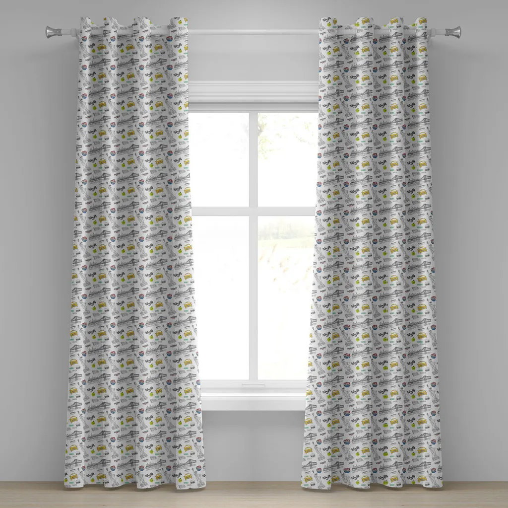 Rideau Manhattan Bridge en tissu résistant 280 cm x 245 cm Jaune Blanc