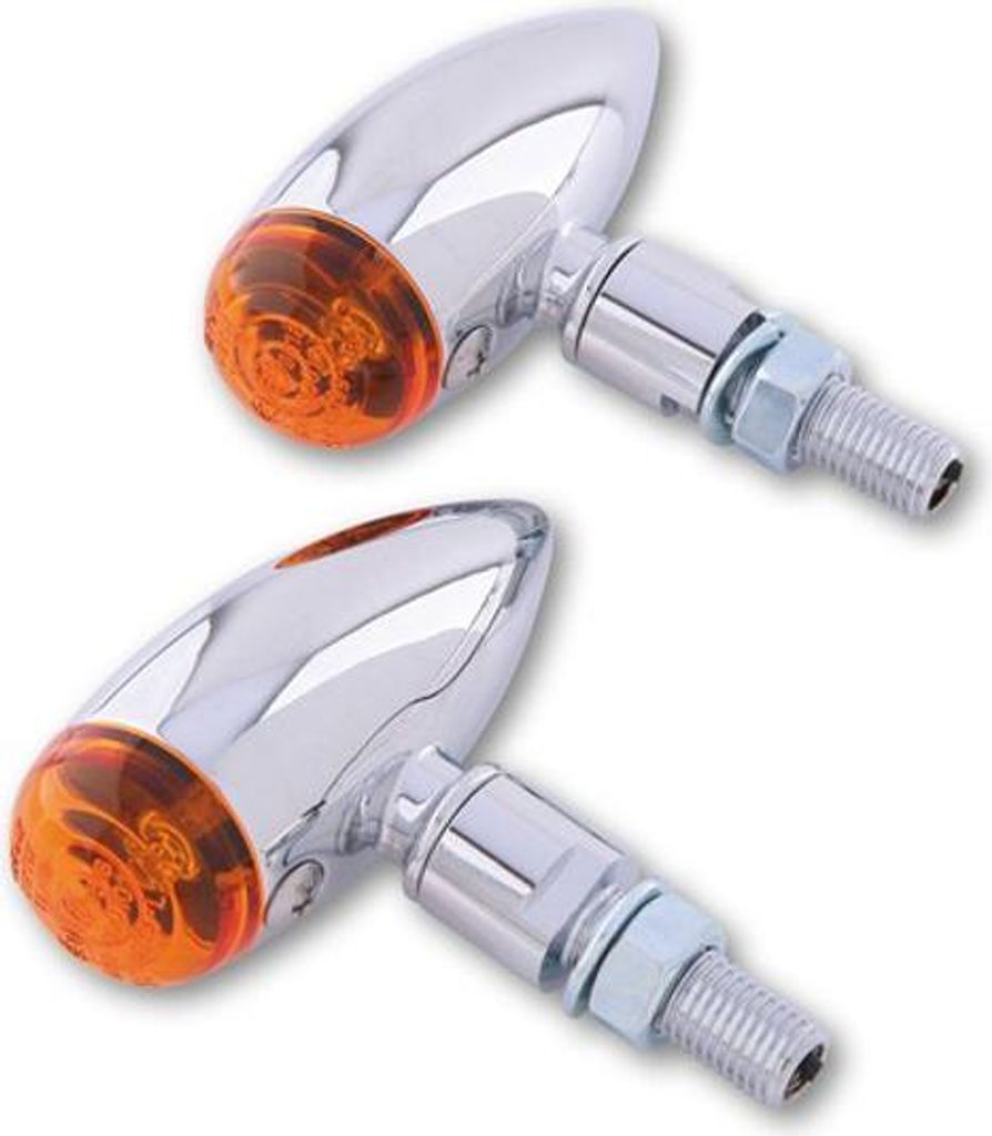 HIGHSIDER smart Micro-Bullet Glühlampen Blinker Gehäuse Chrom / Linse Orange (Paar), Vorn & Hinten