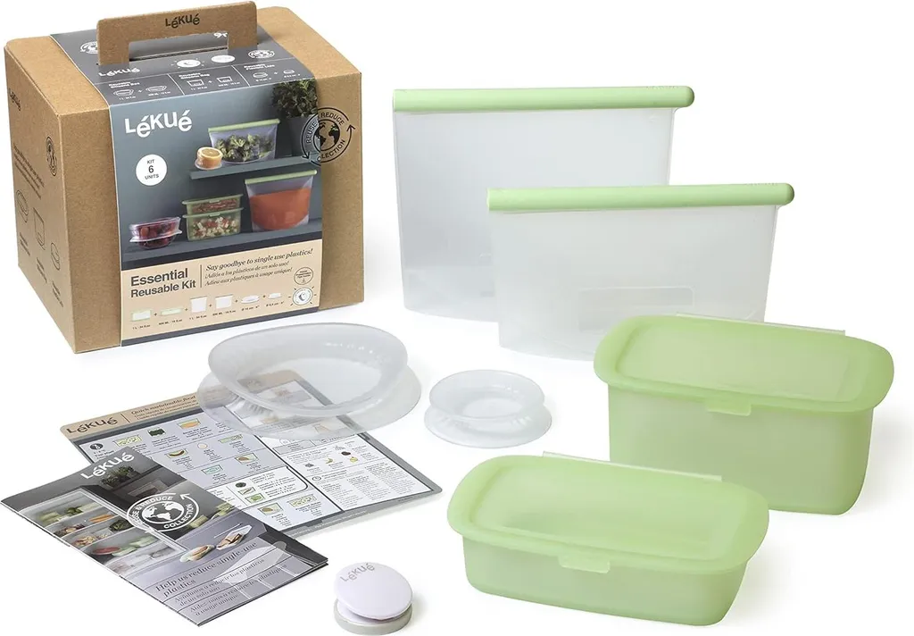 Lékué Kit essentiel réutilisable en silicone platine sans BPA haute qualité