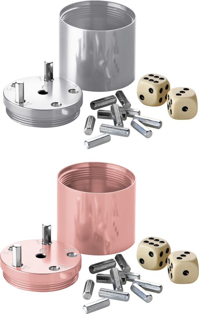 BestSaller 10058 SUPER SIX Würfelspiel Aluminum, 36 Spielstäbchen & 2 Würfel, silber/roségold, 2-teilig (1 Set)