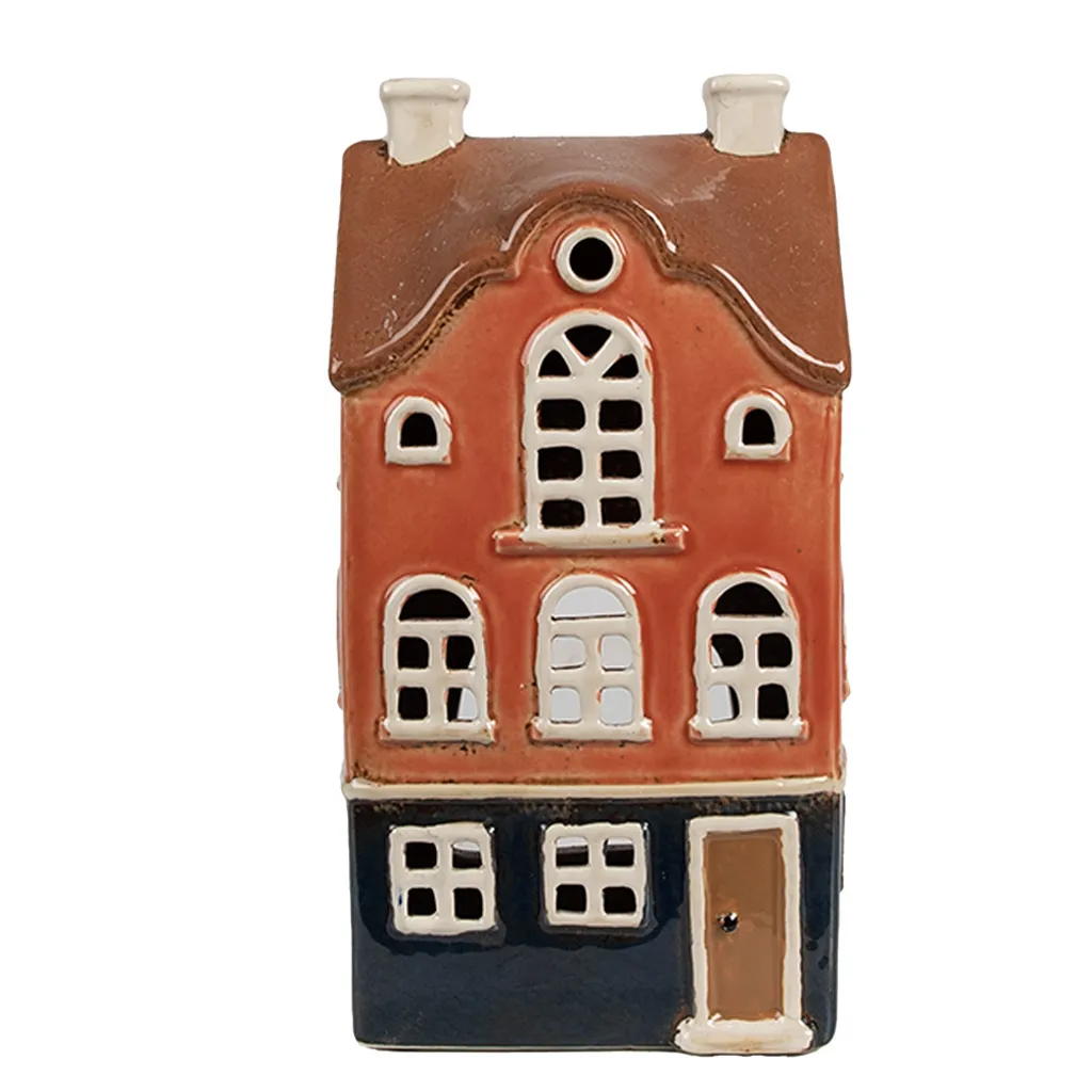 Grande Maison Photophore Céramique Orange 22cm Déco Cosy et Design