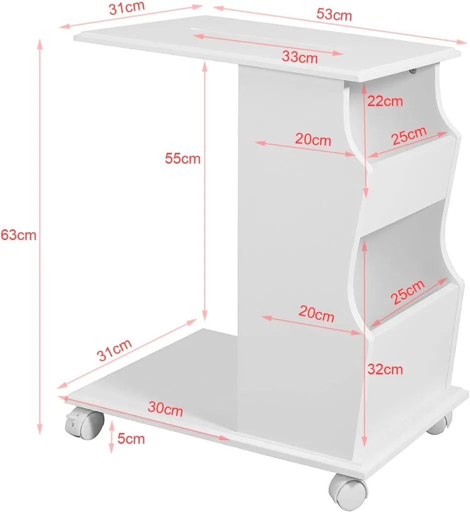 Table d'appoint Blanche avec Emplacement Tablette et Fente iPad