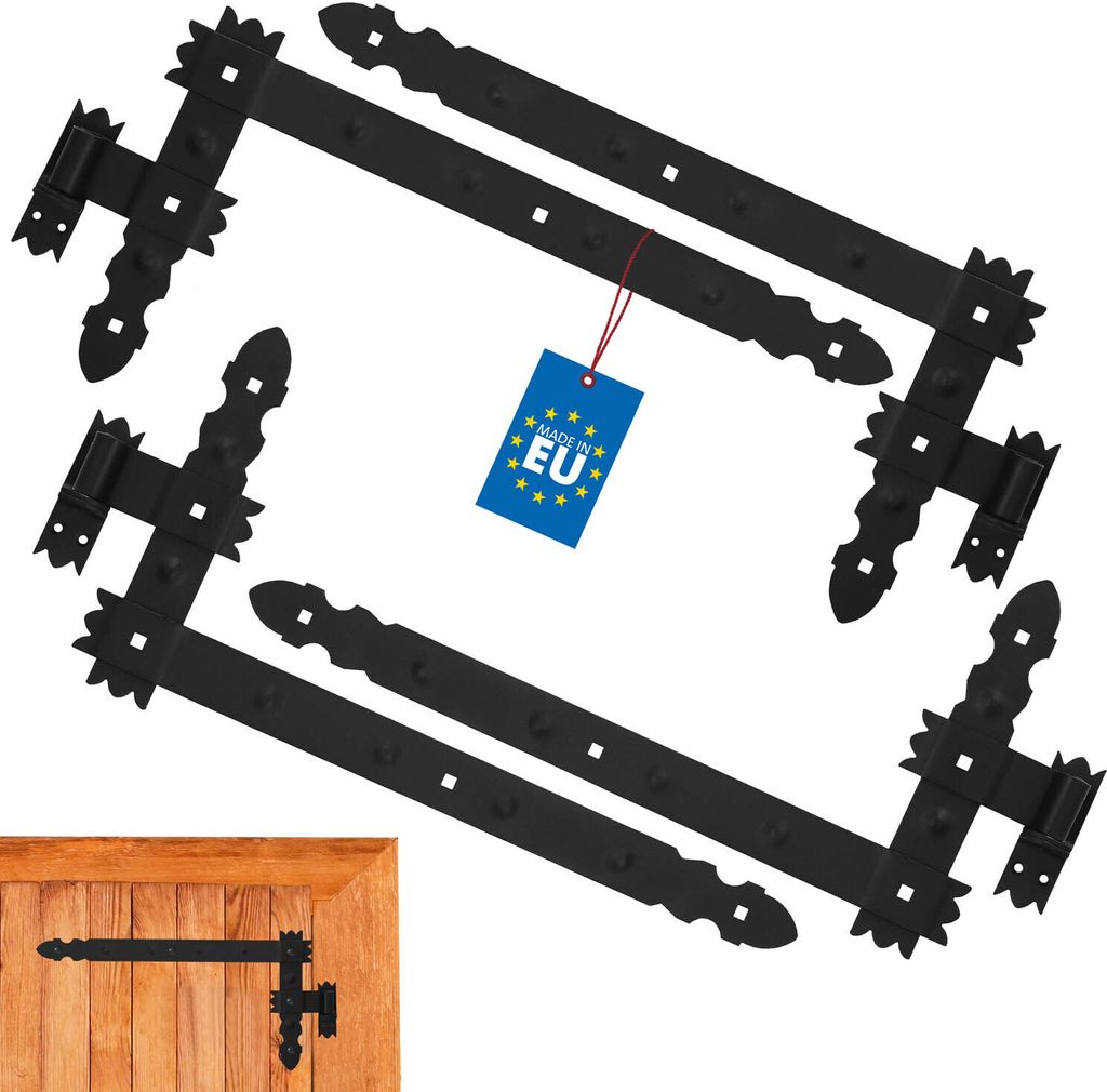 KOTARBAU Winkelband 600x50 mm Set 4x Kloben + 4x Winkelscharnier für Tore Pforten Dekorativ