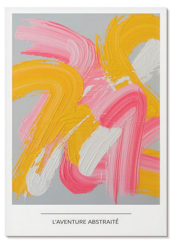 POSTER - 59x84 cm (A1) - Luxo - Dynamische Striche in Rosa, Gelb und Weiß - Wandbild für Wohnzimmer Schlafzimmer & Flur, Modernes Poster Wanddeko...