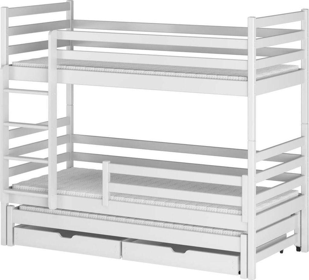 FURNLUX Bunk Bed Luk White 90x200cm / Hauptfarbe: Weiß / Abmessungen: 96 x 208 x 161 cm