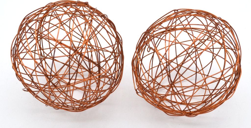 2 Stück Drahtbälle, Drahtkugeln Dekokugel kupferfarben 7 cm