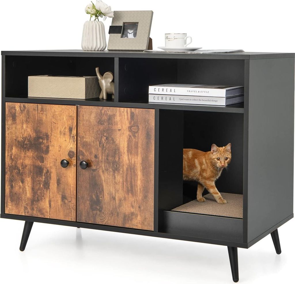 GOPLUS Katzenschrank aus Holz, Katzentoilette mit Produktbild 