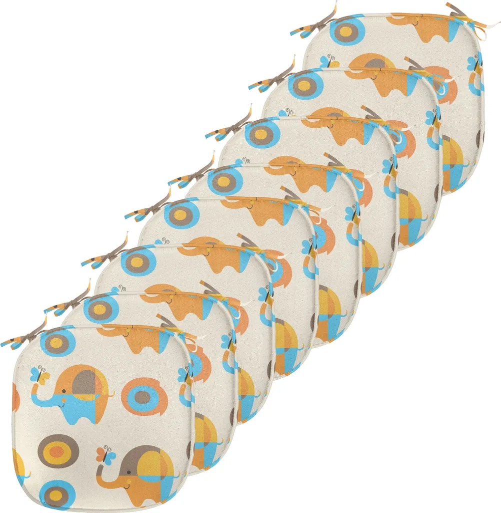 ABAKUHAUS Lot de 8 Galettes de Chaise Éléphant Papillon 40x40 cm Orange