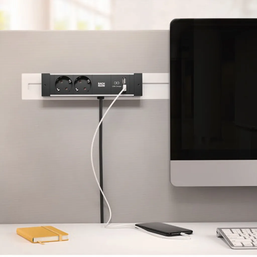 Boîtier de bureau pour télétravail DESK RAIL 2 prises et USB Charge - 3