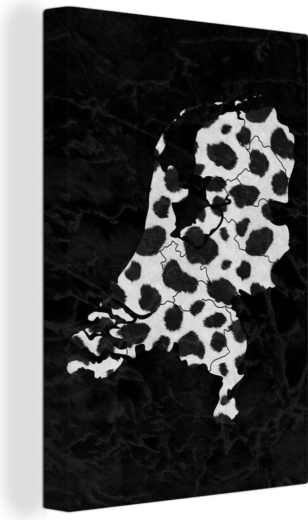 OneMillionCanvasses - Leinwandbilder - 90x140 cm, Karte - Niederlande - Pantherdruck, Wandbilder Kunstdruck Wanddekoration - Wandschmucke - Schla...